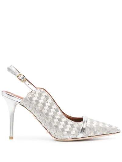 Shop Malone Souliers Marion 85mm Interwoven Pumps In Silver