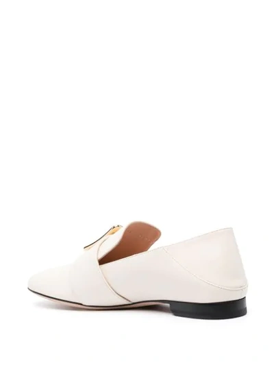Shop Bally Janelle Leather Buckle Loafers In Neutrals