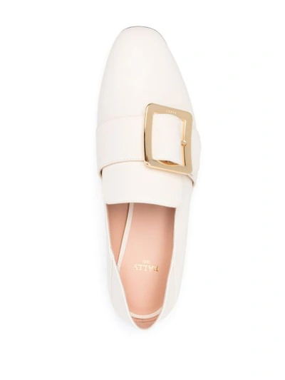 Shop Bally Janelle Leather Buckle Loafers In Neutrals