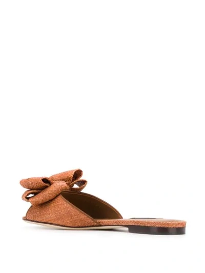 Shop Dolce & Gabbana Bow Detail Flat Sandals In Brown