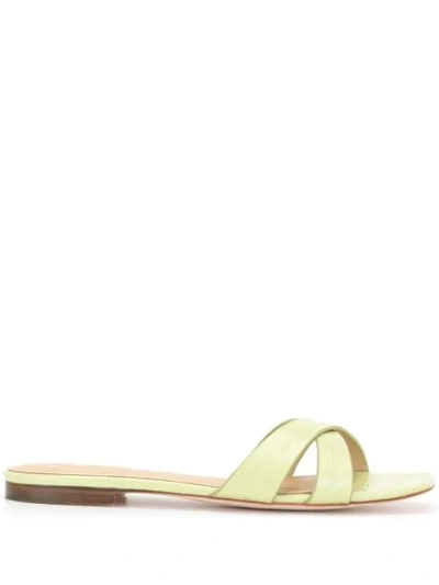 Shop Reformation Margaret Crossover Flat Sandals In Green