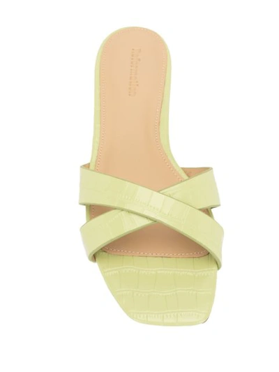 Shop Reformation Margaret Crossover Flat Sandals In Green