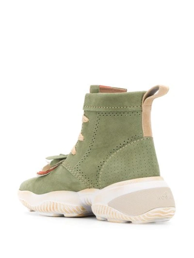 Hogan Fringe-trimmed Lace-up Boots In Green
