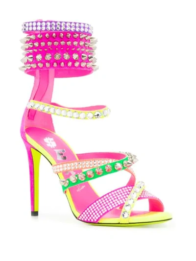 Shop Philipp Plein Studded Gladiator Sandals In Pink