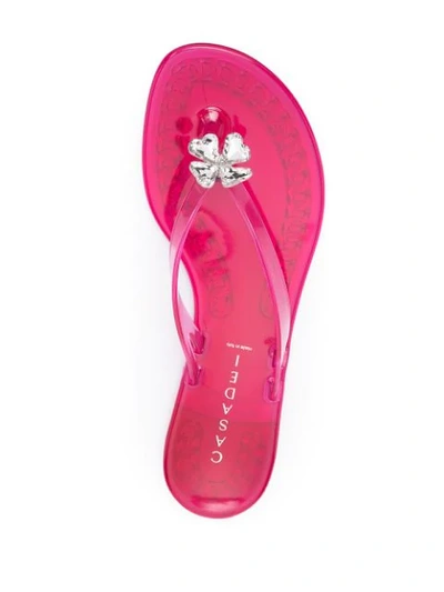 Shop Casadei Jelly Four-leaf Clover Flip-flops In Pink