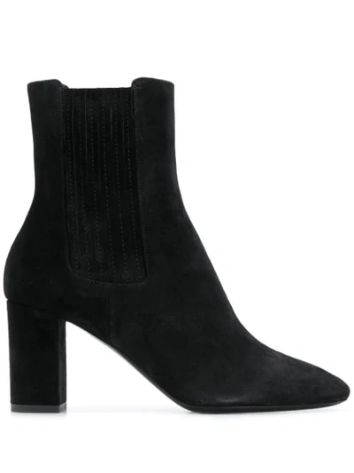 Saint Laurent Mica Suede Ankle Boots In Black