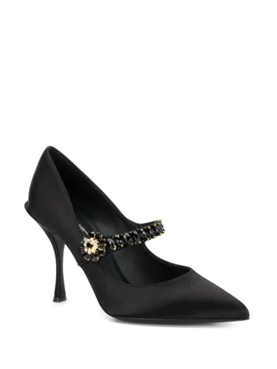 Shop Dolce & Gabbana Mary Janes With Emblished Strap In Black