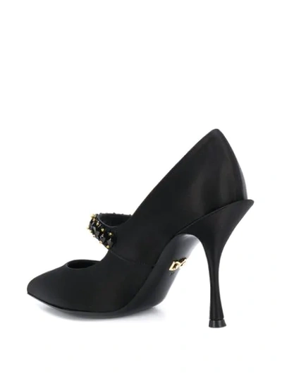 Shop Dolce & Gabbana Mary Janes With Emblished Strap In Black