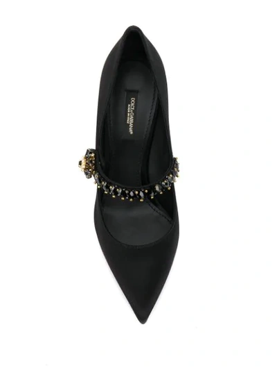 Shop Dolce & Gabbana Mary Janes With Emblished Strap In Black