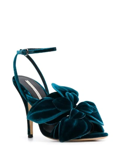 Marco De Vincenzo Flower Appliqué Velvet Sandals In Blue
