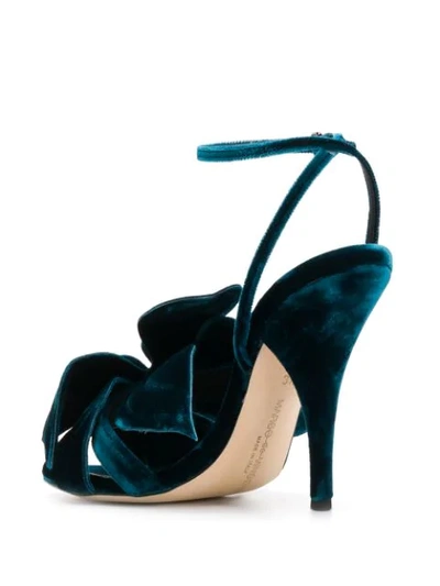 Marco De Vincenzo Flower Appliqué Velvet Sandals In Blue