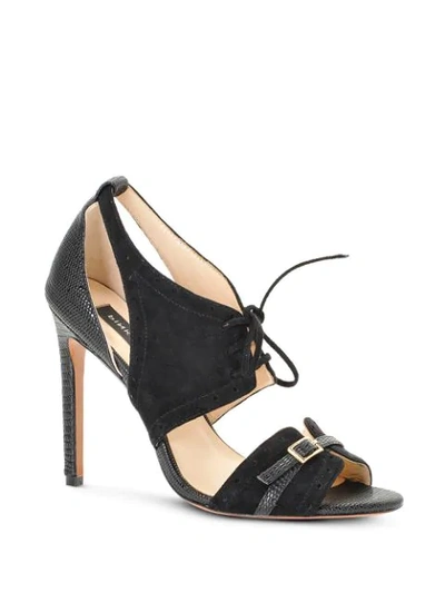 Shop Pinko Buckle Detail Cut-out Sandals In Black
