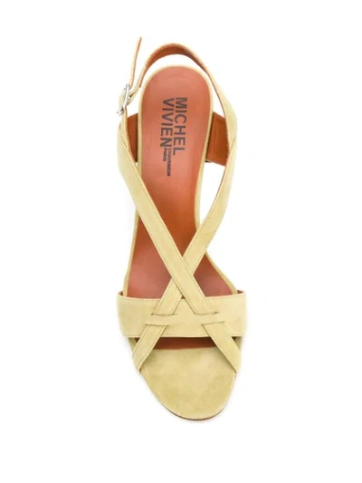 Shop Michel Vivien Cross-strap Block-heel Sandals In Beige