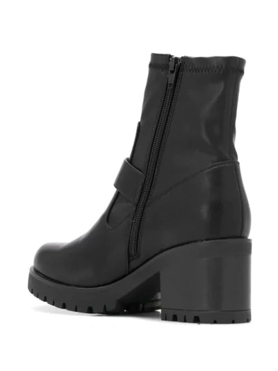 Shop Versace Jeans Couture Buckle-detail Ankle Boots In Black