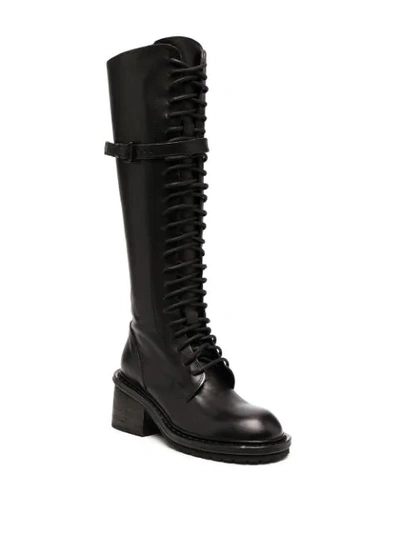 Shop Ann Demeulemeester Knee-length Lace Boots In Black