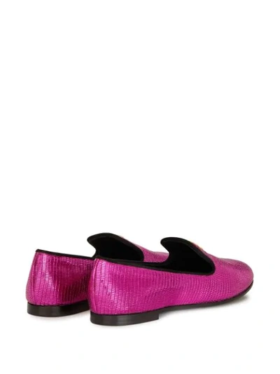Shop Giuseppe Zanotti Snakeskin-effect Logo Loafers In Pink