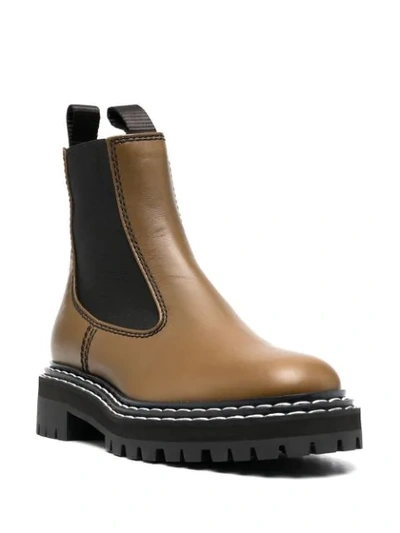 Proenza Schouler Khaki Leather Lug Sole Chelsea Boots In Fatigue