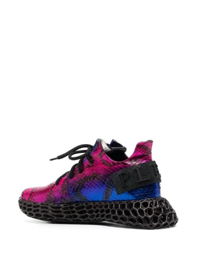 Shop Philipp Plein Python Snakeskin-effect Sneakers In Purple