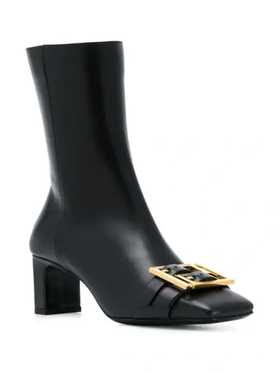 Shop Versace Greca 60 Mm Buckle Leather Ankle Boots In Black