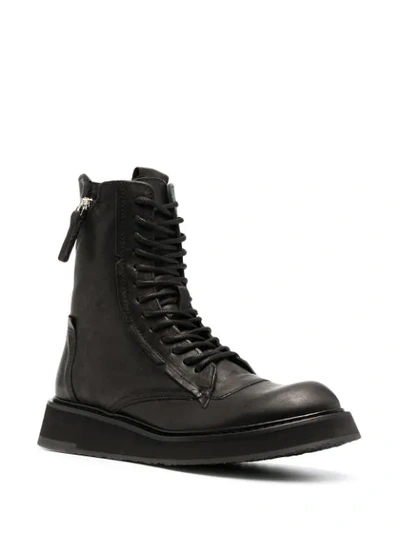 Shop Cinzia Araia Lace-up Leather Combat Boots In Black