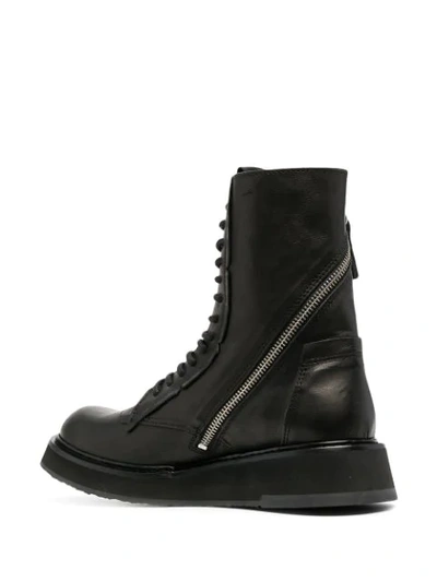 Shop Cinzia Araia Lace-up Leather Combat Boots In Black