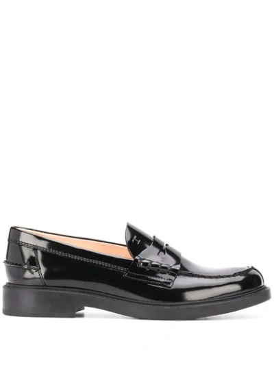 Shop Tod's Patent Penny Loafers In Black