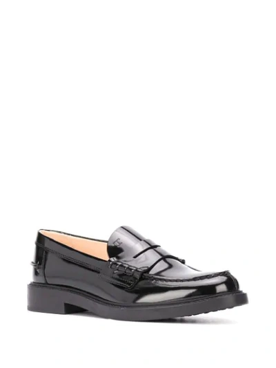 Shop Tod's Patent Penny Loafers In Black