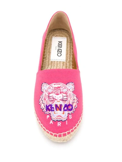 Shop Kenzo Tiger-embroidered Canvas Espadrilles In Pink