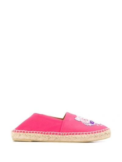 Shop Kenzo Tiger-embroidered Canvas Espadrilles In Pink