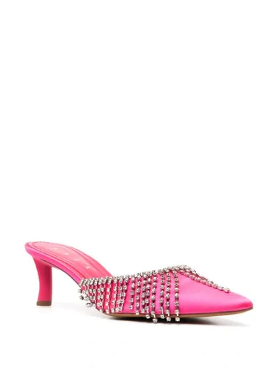 Shop Area Pointed Crystal-embellished Mules In Pink