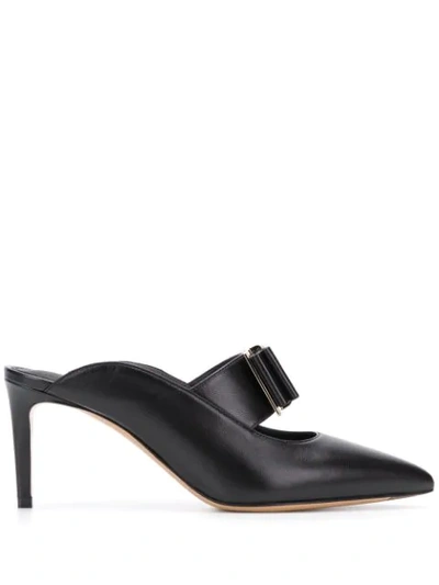 Shop Ferragamo Vara Bow 80mm Mules In Black