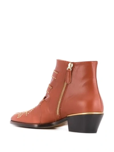 Shop Chloé Susanna 30mm Studded Ankle Boots In Brown