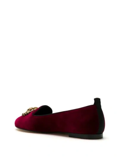 Shop Dolce & Gabbana Devotion Velvet Ballerina Shoes In Red