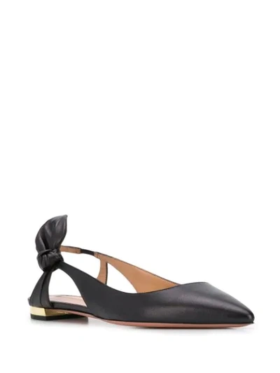 Shop Aquazzura Bow Tie Flat Ballerina Shoes In Black