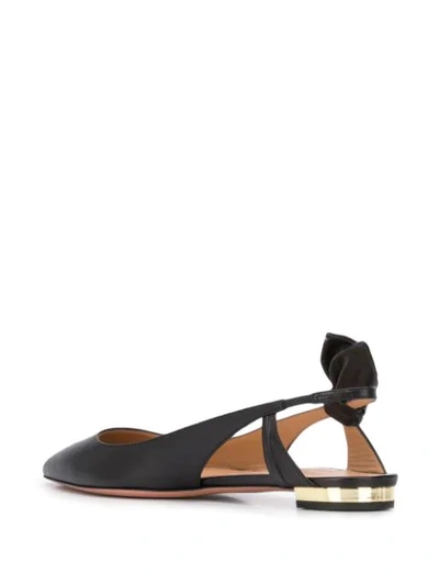 Shop Aquazzura Bow Tie Flat Ballerina Shoes In Black