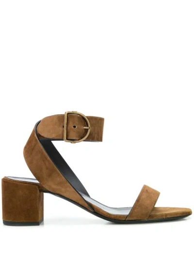 Shop Saint Laurent Chunky 60 Heel Sandals In Brown