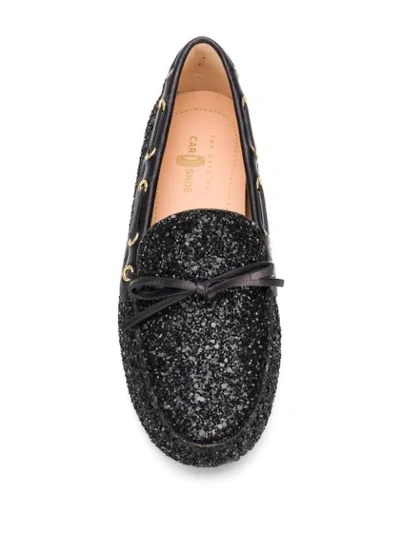 Shop Car Shoe Glitter Embellished Loafers In Black