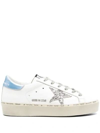 Shop Golden Goose Glitter-detail Lace-up Trainers In White