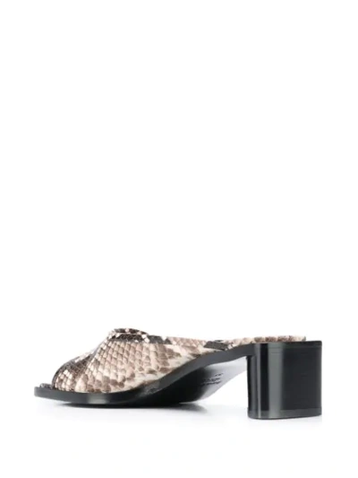 Shop Acne Studios Python Print 50mm Mules In Neutrals