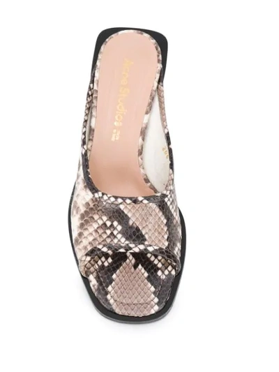 Shop Acne Studios Python Print 50mm Mules In Neutrals