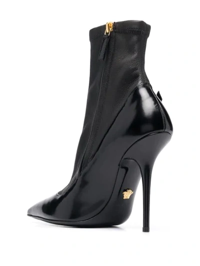 Shop Versace Medusa Safety Pin Detail Boots In Black