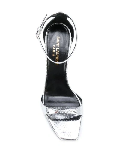 Shop Saint Laurent Metallic High Heel Sandals In Silver