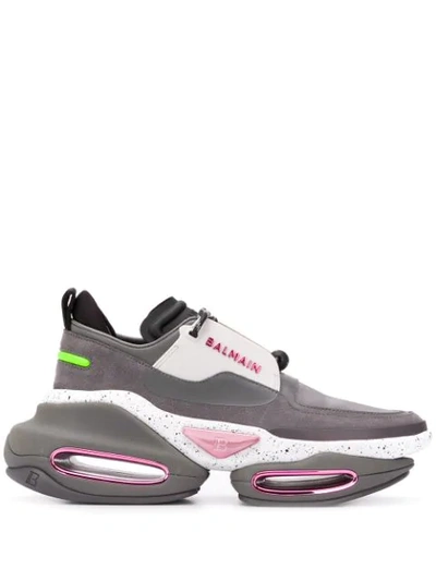 Shop Balmain Bbold Low-top Sneakers In Grey