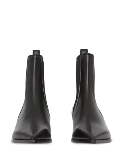 Shop Burberry Leather Point-toe Chelsea Boots In Black