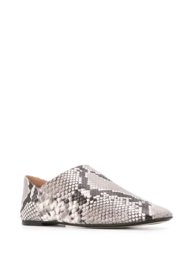 Shop Joseph Snakeskin-effect Collapsable-heel Loafers In Grey
