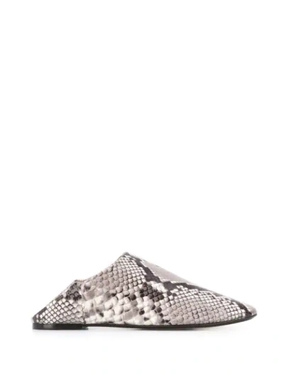 Shop Joseph Snakeskin-effect Collapsable-heel Loafers In Grey