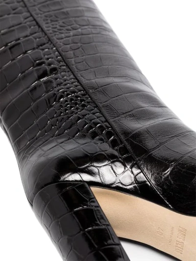 Shop Paris Texas Crocodile-effect Knee-high Boots In Black