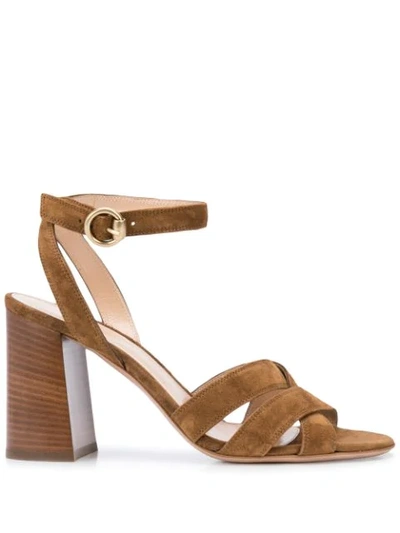 Shop Gianvito Rossi Buckle Mid-length Sandals In Brown