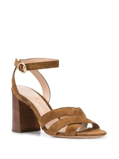 Shop Gianvito Rossi Buckle Mid-length Sandals In Brown