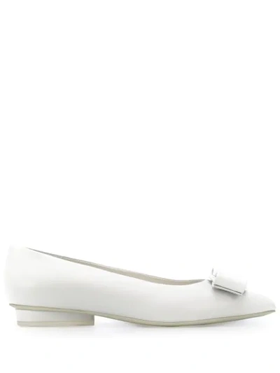 Shop Ferragamo Viva Ballerina Shoes In White